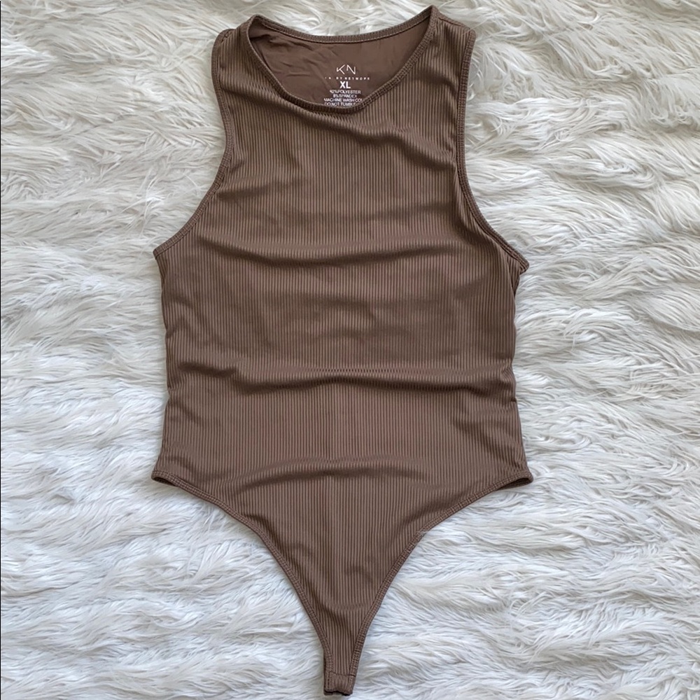 Klassy Network | Brown Ribbed Bodysuit Bramisuit